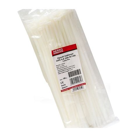 Weiße Kabelbinder OPK 300/4.8, 100er-Packung, erko