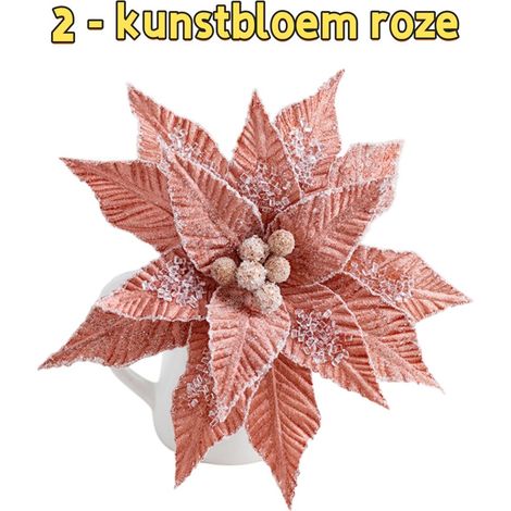 - Fleurs artificielles - Décorations de Noël - Fleurs en velours givré - Rose (1/5)