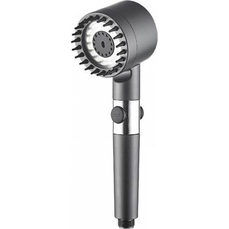 Ensemble de pommeau de douche à main moderne avec flexible, finition noir mat, pommeau de pulvérisation multifonction, support de montage mural (1/4)