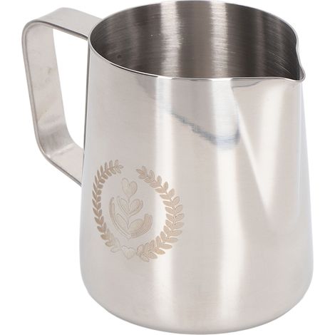 Mousseur à lait en acier inoxydable 304 épaissi 350ml, tasse pour café latte, pichet à lait couleur nature, accessoire machine à café (1/5)