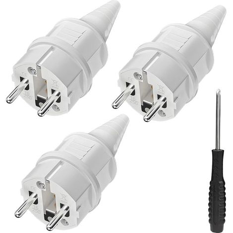Protective plugs with anti-twist protection, 250 V (16 A), splash-proof and long-lasting, IP44, white. (1/5)