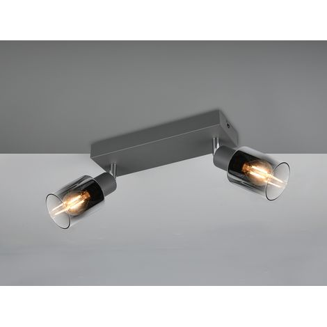 2-flammiger LED Deckenstrahler mit Chrom Glasschirmen, Breite 27cm (1/5)