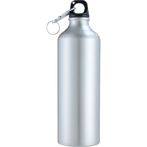 Botella de agua de 500 ml con mosquetón, fabricada en aluminio, portátil y a prueba de fugas, ideal para deportes, senderismo, viajes, gimnasio y fitness.