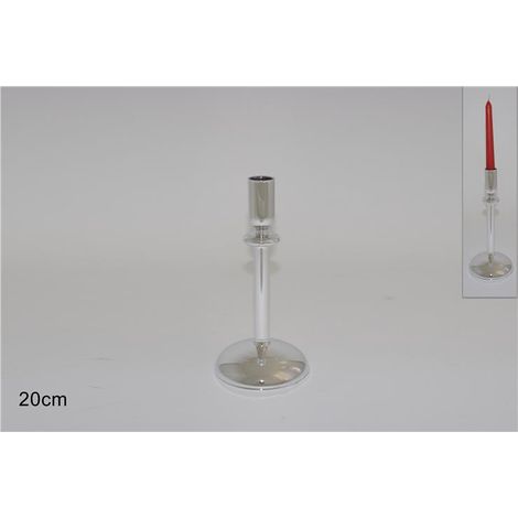 CANDELIERE IN VETRO DIMENSIONE 20 CM SILVER