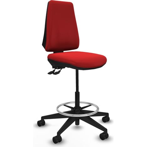 Taburete Elche AS similpiel rojo base piramidal ruedas 65mm nailon