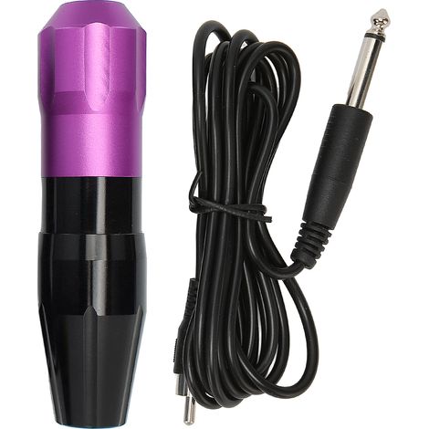Stylo à tatouer en alliage d'aluminium avec interface RCA, stylo long, machine à tatouer motorisée, stylo à tatouer rotatif, violet. (1/5)