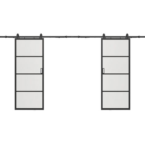 Porta scorrevole doppia sist. esterno muro 2xH205xL73cm  Alluminio e Vetro temperato trasparente - SINCA II