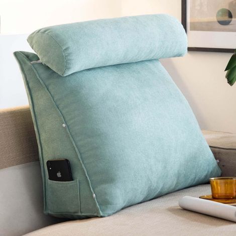 Coussin Triangulaire de Lecture avec Cou réglable, Soutien du Dos, Coussin de Dossier pour canapé, lit, tête de lit45 x 45 x 20 cm (1/5)