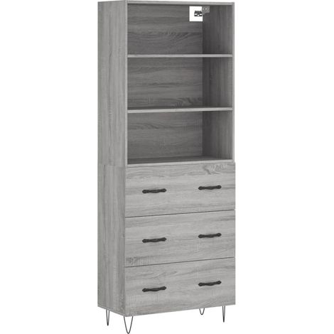 Maison Exclusive - Credenza Grigio Sonoma 69,5x34x180 cm in Legno Multistrato (1/5)