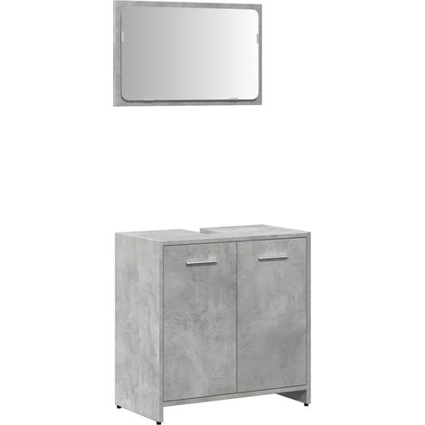 Armadietto da bagno a parete moderno con specchio 60 x 33 x 60 cm grande spazio di archiviazione in legno ingegnerizzato grigio cemento 020050725