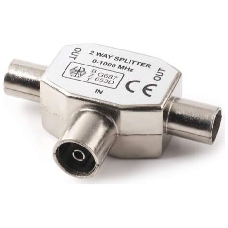 QORVA-Connecteur coaxial d'antenne TV femelle à deux mâles – Distributeur bidirectionnel entièrement blindé – Perte de signal minimale – Résistance à la corrosion (1/5)