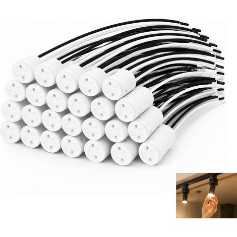 25 Pièces Douille G4 Céramique, Culot G4 avec Fil 10 cm, Support Ampoule Halogène LED Base Résistant à la Chaleur, Connecteur Douille Lampe Quartz LED Installation Facile pour Éclairage Maison (1/5)