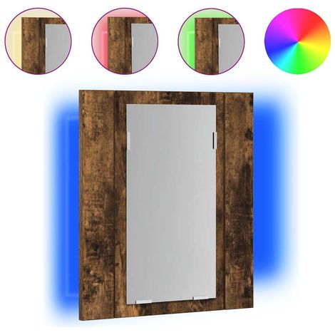 LED Bathroom Mirror Cabinet Smoked Oak 40x12x45 cm Engineered Wood vidaXL
