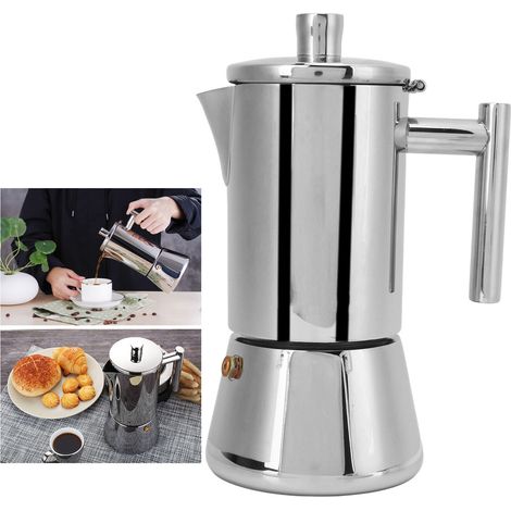 Cafetière en acier inoxydable poli, compatible avec les plaques à induction, 200 ml pour 4 tasses (1/5)
