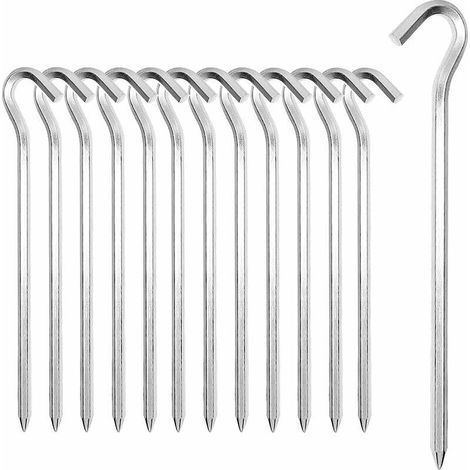 Aluminium-Zeltnägel, 14 Stück, 18 cm lange Zelthaken, Zeltnägel für harten Boden, ideal für Gartenarbeit, Camping, Angeln und Zelte