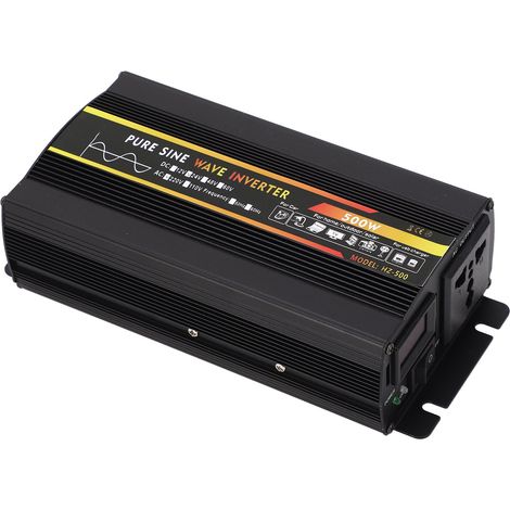 500-W-Wechselrichter (24 V DC auf 220 V AC) mit reiner Sinuswelle, LED-Anzeige und Kfz-Ladegerät (1/5)