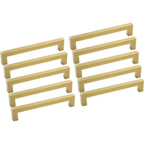 Poignées De Meuble - Acier Inoxydable - 12 x 12 x 128 mm - Style Carré Moderne - Pour Armoires De Cuisine Et Placards - Lot De 10
