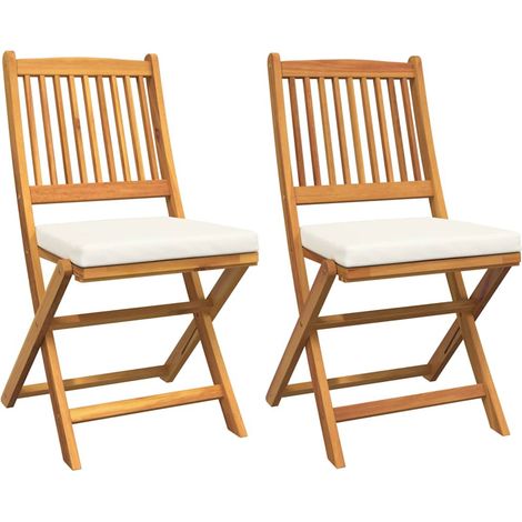 Sedia pieghevole 2 pz Marrone Legno massello di acacia vidaXL