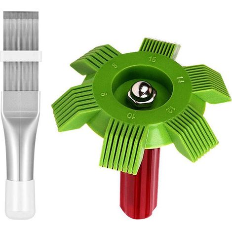 Peigne à ailettes en acier inoxydable, brosse de nettoyage de climatisation, peigne à ailettes de chaîne, outils de réparation de refroidissement et de réfrigération, 2 pièces (1/5)