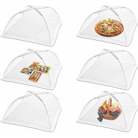6 Pièces Cloche Alimentaire Pliable Anti-mouche Couvercle de Nourriture en Maille Pliant Tente Parapluie Anti-insectes Anti-moustiques Protection pour Barbecue Pique-nique Aliments (blanc) (1/5)