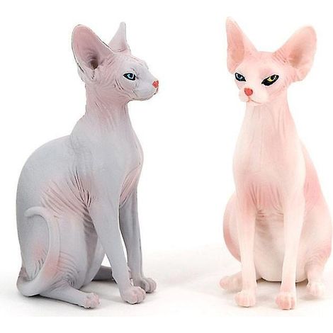 lot De 2 Figurine De Chat Sans Poil Jouet En Haute Simulation Modle Animale De Chat Oranaments De Maison Dcoration De Bureau Pour Enfants Adultes (1/5)