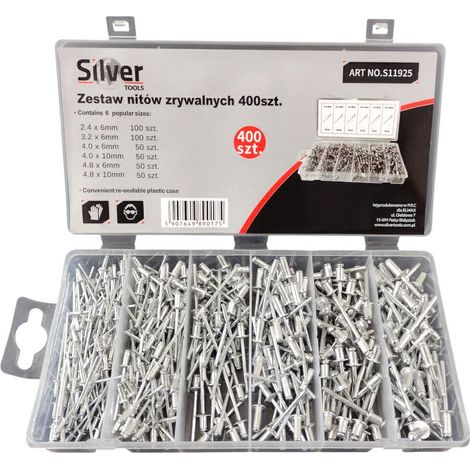 Remaches ciegos Silver 5907649890175 aluminio 400 piezas (1/3)