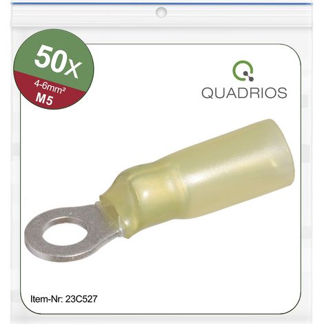 Quadrios 23C527 Ringkabelschuh Querschnitt (max.)=6 mm² Loch-Ø=5.3 mm Teilisoliert Gelb 50 St. (1/5)