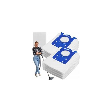 Lot de 12 sacs pour aspirateur, S-BAG, compatibles avec Philips, Electrolux et AEG, en microfibre, avec filtre d'entrée d'air, blanc/bleu (1/3)