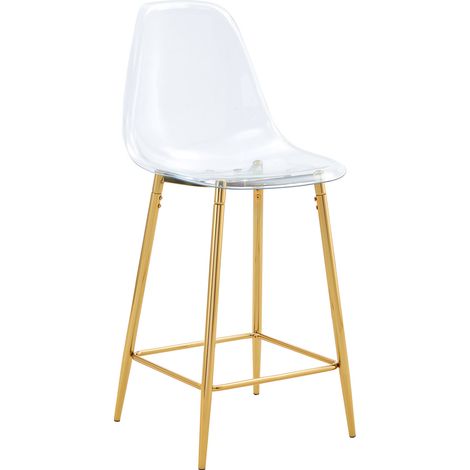 Lot de 4 tabourets de bar transparents avec structure métallique argentée, dorée ou noire - chaises modernes pour cuisine, bar ou salle à manger (1/5)