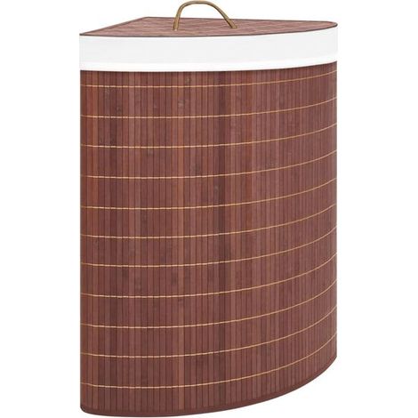 Panier à linge d'angle en bambou marron, 60 litres (1/5)