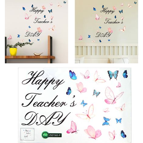 Decoración de pared autoadhesiva de PVC para proyectos de bricolaje con innovadores y coloridos motivos de mariposas. (1/5)