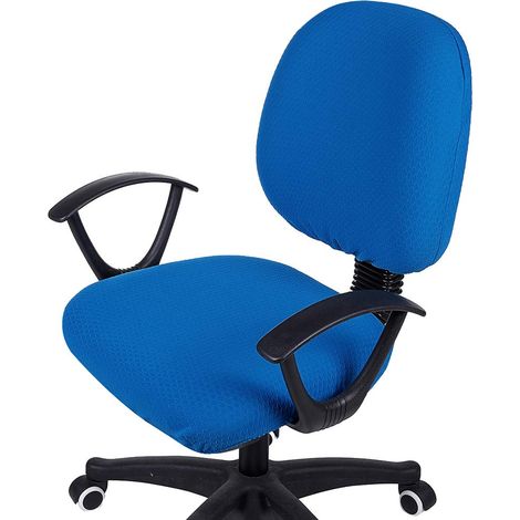 Housses de Chaise d'ordinateur de Bureau en Jacquard Extensible Universel pour Chaise rotative de Bureau - Housse de siège + Housse de Dossier - Bleu océan (1/5)