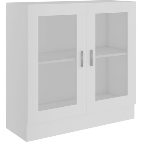 INLIFE Armoire à vitrine Blanc 82,5x30,5x80 cm Aggloméré (1/5)