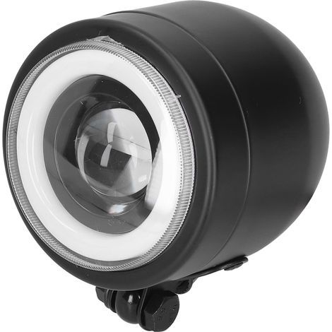 Faro anteriore a LED rotondo vintage a forma di occhio d'angelo, adatto per motociclette Cruiser, Chopper, Bobber, Cafe Racer, luce bianca (1/5)