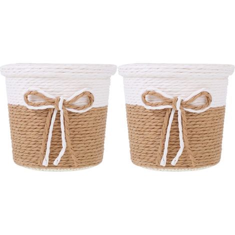 kleine Weiden-Pflanztöpfe (10,5 cm) – Geflochtener Zimmerpflanzenkorb mit wasserdichter Auskleidung – Mini-Blumentopf aus Rattan im Bohème-Stil für Sukkulenten, Büro, Badezimmer (1/5)