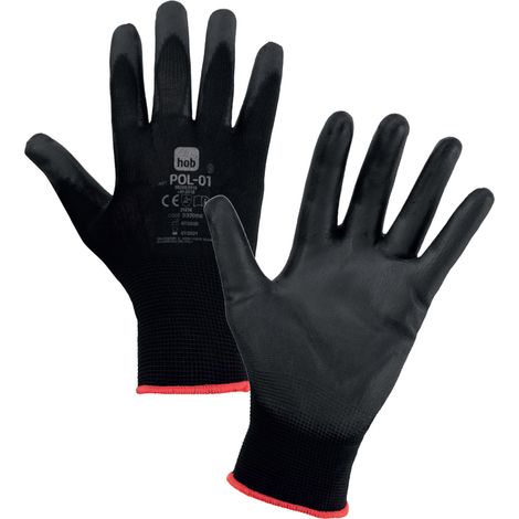 12PAIA GUANTI HOB POLIESTERE/POLIURETANO NERO TG. 11
