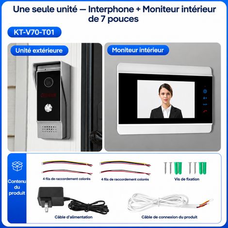 Interphone visiophone filaire 1 platine standard + écran 7 pouces boutons physiques 7 réf 2086 1 × 1 × 1 cm 300 g – Livraison gratuite