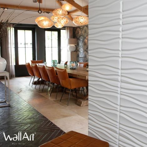 Panneau décoratif mural 3D FLOWS – 12 panneaux de 50x50cm pour 3m² – Écologique et peinturable – Installation facile avec colle WallArt