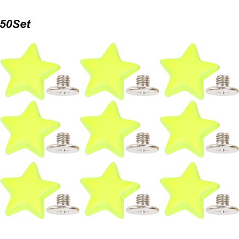 50 jeux de rivets en forme d'étoile à cinq branches avec vis, 12 mm, vert fluorescent plat (1/5)