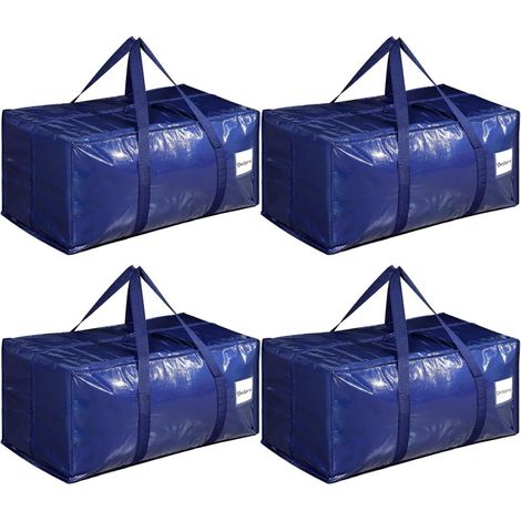 Sac De Déménagement - 90 L - Fermeture Éclair En Forme De L - Poignées Supérieures Et Latérales - Matière PP Tissé - Résistant Et Pliable - Pour Déménagement, Rangement Sous Lit, Literie Et Vêtements 