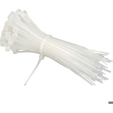 Collier de Serrage 150 mm x 3mm, Attache Câble, Serre Câbles Rilsan Nylon, Colliers Serre-Cable 150mm, Blanc, Lot de 200 Pièces (1/4)