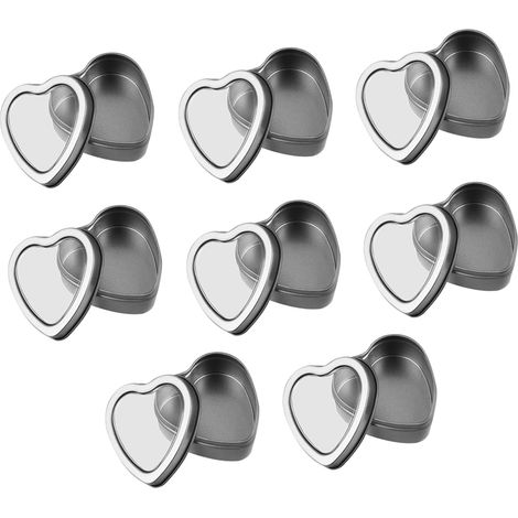 Boîte de Rangement en Fer-blanc de Cœur avec Fenêtre, Lot de 8 (1/5)