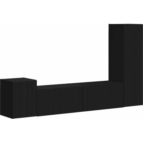 Maison Exclusive - TV-Schrankset Wandmontiert 4 pcs Schwarz Holzw