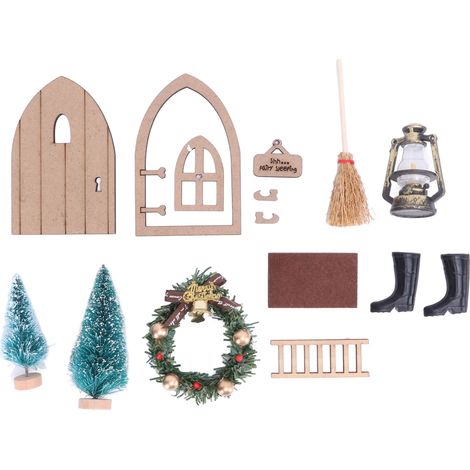Porte Fée pour Maison de Poupée Kit en Bois Solide Couleurs Vives Simulation Haute Porte de Noël DIY pour 1:12 1:6 (1/5)