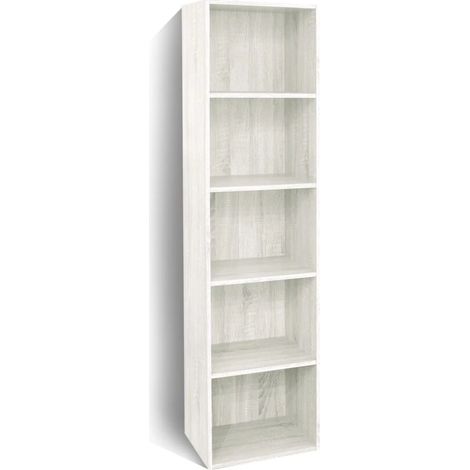 libreria 4 ripiani "ready 2" rovere bianco 40x29x172 cm (1/3)