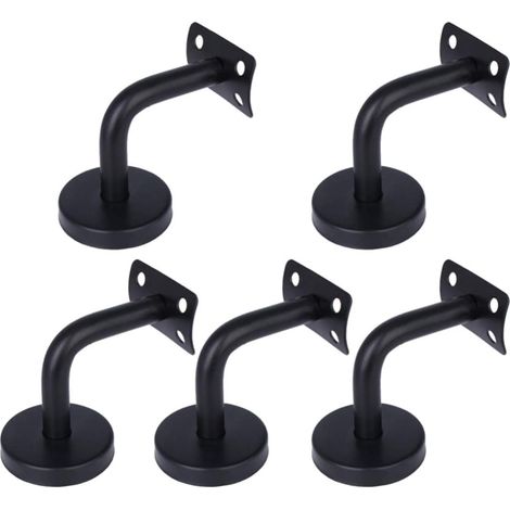 Rambardes, mains courantes, 5 supports de main courante noirs, supports de rampe d'escalier en acier inoxydable (1/5)
