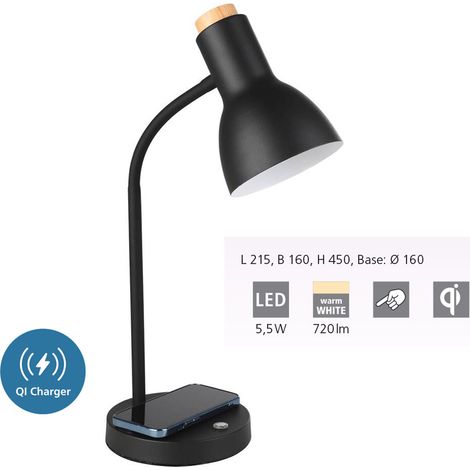 Lampada Da Tavolo Minimal Veradal-Qi Acciaio Nero Luce Led Integrato 5,5W (1/5)