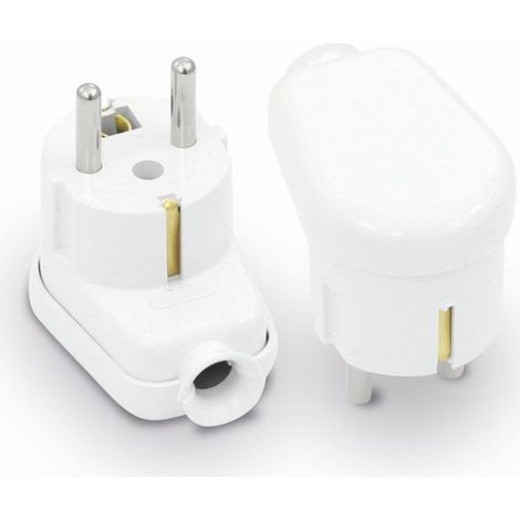 Clavija angular UNI-SCHUKO, 2P+Z, 16A, 250V, blanca - VT-301-0020