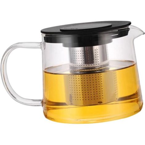 Teiera in vetro da 1500 ml con filtro, resistente al calore, adatta per preparare tè e caffè. (1/5)