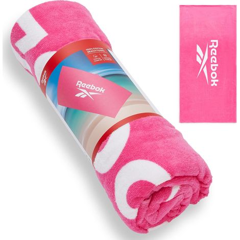 Reebok Positano Beach Towel Asciugamano Mare in Cotone Velour Grande per Adulti Asciugatura Rapida Morbido per Piscina Lettino e Vacanze Essenziali 70 x 140 cm Atomic Pink (1/5)